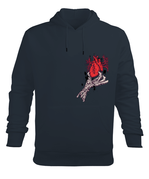 Kalp Erkek Kapüşonlu Hoodie Sweatshirt - Tisho