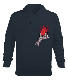 Kalp Erkek Kapüşonlu Hoodie Sweatshirt - Tisho