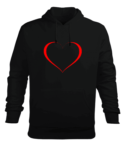 Kalp Erkek Kapüşonlu Hoodie Sweatshirt - Tisho