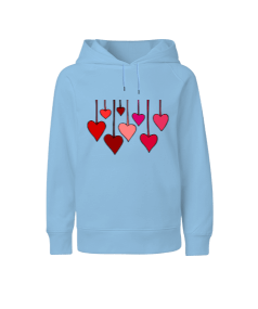 Kalp Figürlü Çocuk Unisex Hoodie Kapüşonlu - Tisho