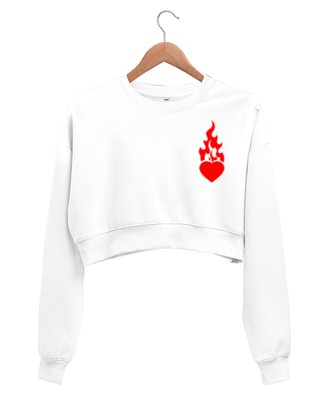 Tisho - Kalp Figürlü Kadın Crop Sweatshirt