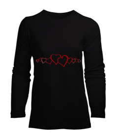 Kalp Figürlü Kadın Uzun Kol Tişört - Tisho