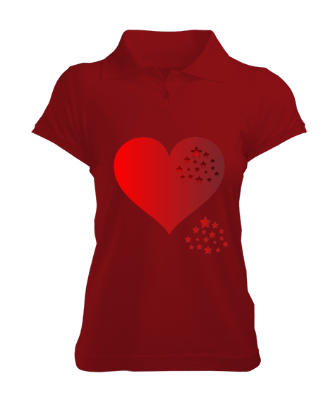 Tisho - Kalp Görselli Kadın Polo Yaka Tişört