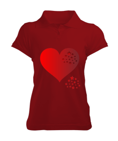 Kalp Görselli Kadın Polo Yaka Tişört - Tisho