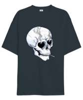 Kalp Gözünden Bakan Kuru Kafa Füme Oversize Unisex Tişört - Tisho