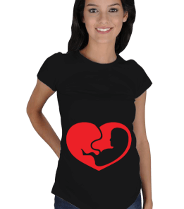 KALP İÇİNDE BEBEK BASKILI Kısa Kollu Hamile Tişörtü - Tisho