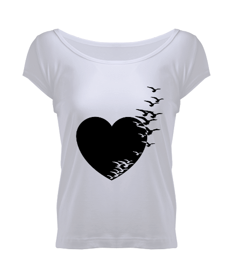 Tisho - kalp kadın geniş yaka t-shirt Kadın Geniş Yaka Tişört
