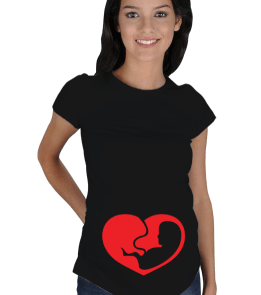 Kalp Kısa Kollu Hamile Tişörtü - Tisho