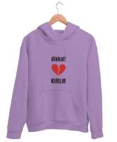 Kalp Lila Unisex Kapşonlu Sweatshirt - Tisho