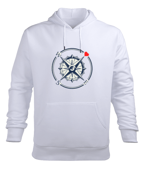 kalp pusulası Erkek Kapüşonlu Hoodie Sweatshirt - Tisho
