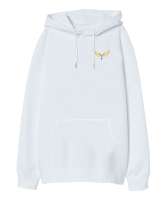 kalp queen sevgililer günü Beyaz Oversize Unisex Kapüşonlu Sweatshirt - Tisho