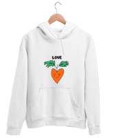 Kalp Sebze Beyaz Unisex Kapşonlu Sweatshirt - Tisho