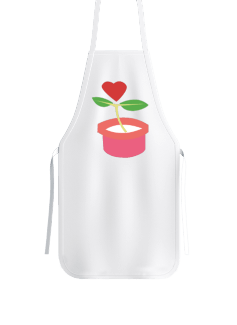 Tisho - Kalp şeklinde çiçek saksısı baskılı Mutfak Önlüğü