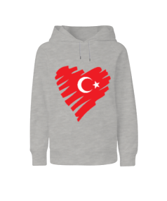 Kalp şeklinde Türkiye baskılı erkek Çocuk Unisex Hoodie Kapüşonlu - Tisho