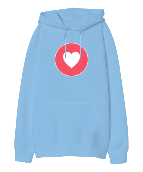 Tisho - Kalp Tasarımlı Oversize Unisex Kapüşonlu Sweatshirt