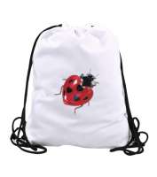Kalp Uğur böceği Beyaz Büzgülü Spor Çanta - Tisho