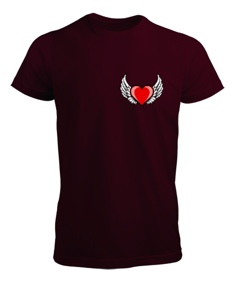 Tisho - Kalp ve Kanatlar - Heart And Wings Bordo Erkek Tişört