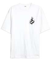 Kalp ve Kılıç Sırt Baskılı Beyaz Oversize Unisex Tişört - Tisho