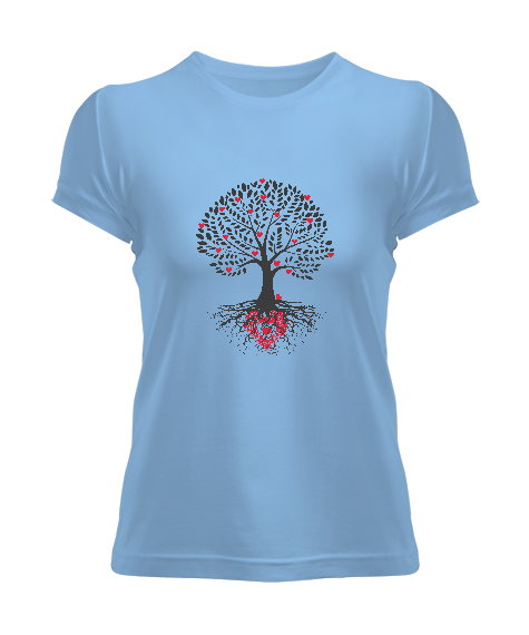 Tisho - Kalp Yapraklı Ağaç Kadın Tişört