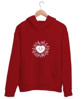  Kalp Yüzlü Çiçek Kırmızı Unisex Kapşonlu Sweatshirt - Tisho