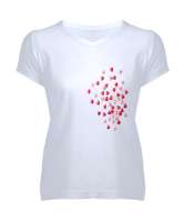 KALPLER Beyaz Kadın V Yaka Tişört - Tisho