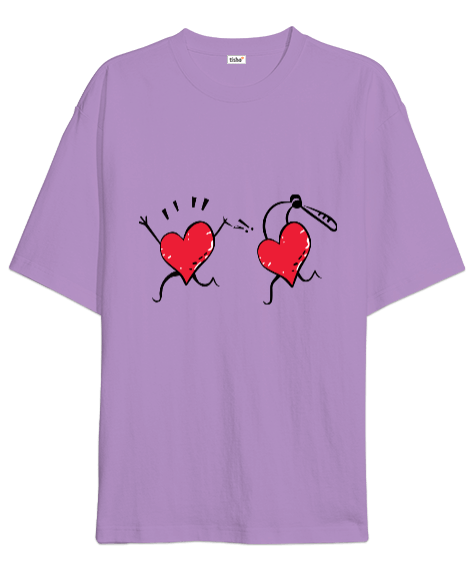 Tisho - Kalpler ve Aşk baskılı kadın Oversize Unisex Tişört