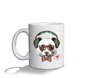 Kalpli ayıcık - OneArtTasarım - İzmir Metal Kitlesi Beyaz Kupa Bardak - Tisho