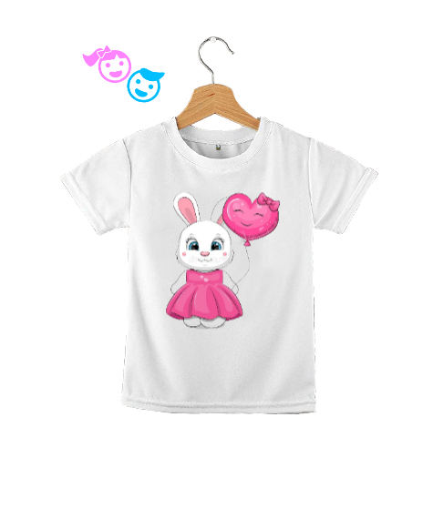 Tisho - Kalpli balonlu tavşan Beyaz Çocuk Unisex