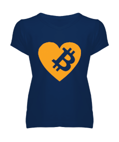 Tisho - Kalpli Bitcoin Kadın V Yaka Tişört