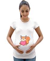 Kalpli gülen sincap Beyaz Kadın Hamile Tişört - Tisho