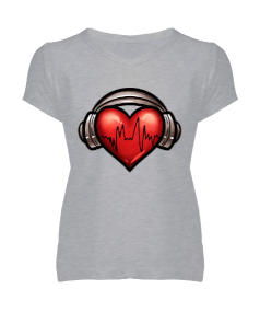 KALPLİ Kadın V Yaka Tişört - Tisho