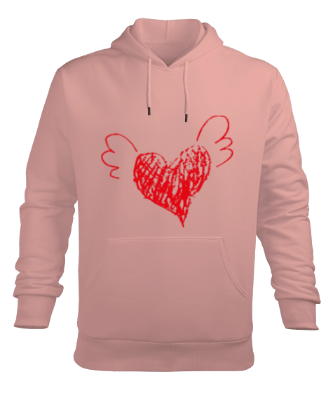 Kalpli pudra renkli Erkek Kapüşonlu Hoodie Sweatshirt - Tisho