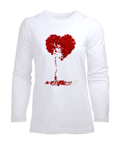 Kalpli Sevgililer Günü Kadın Uzun Kol Tişört - Tisho