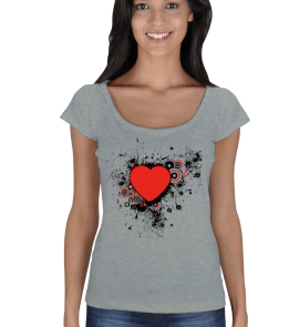 Kalpli Tişört Kadın Açık Yaka - Tisho