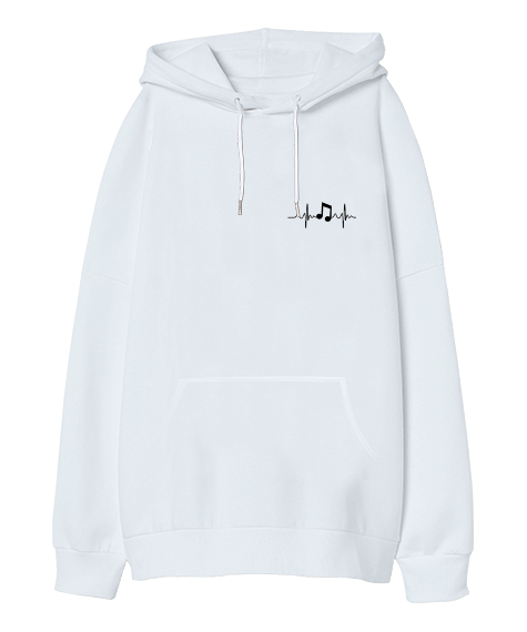 Kalpte Müzik Oversize Unisex Kapüşonlu Sweatshirt - Tisho