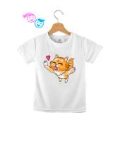 Kalpten sarılan sevimli kedi Beyaz Çocuk Unisex - Tisho