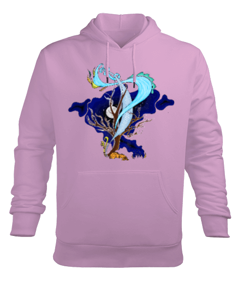 Tisho - Kamp Ateşi - Erkek Kapüşonlu Hoodie Sweatshirt - Pembe Erkek Kapüşonlu Hoodie Sweatshirt