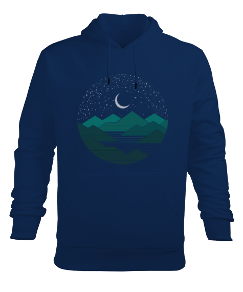 Tisho - Kamp - Outdoor Gece Manzarası Erkek Kapüşonlu Hoodie Sweatshirt
