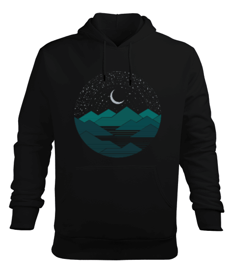 Tisho - Kamp - Outdoor Gece Manzarası Erkek Kapüşonlu Hoodie Sweatshirt