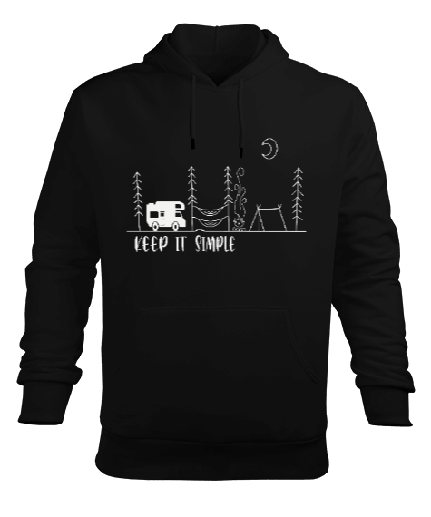 Tisho - Kamp - Outdoor Karavan Keep it Simple Erkek Kapüşonlu Hoodie Sweatshirt