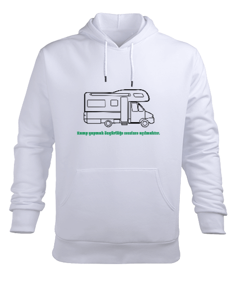 Tisho - Kamp yapmak Beyaz Erkek Kapüşonlu Hoodie Sweatshirt