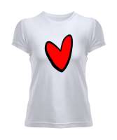  Kanatlı kalp Beyaz Kadın Tişört - Tisho