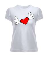 Kanatlı kalp Beyaz Kadın Tişört - Tisho
