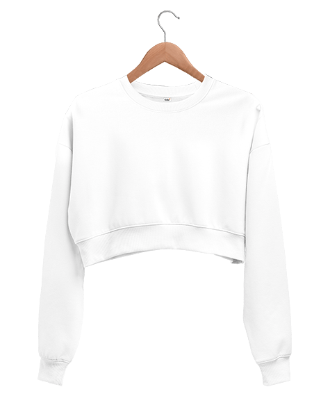 Tisho - Kanatlı Kalp Desenli Kadın Crop Sweatshirt arka yüzeyde Kadın Crop Sweatshirt