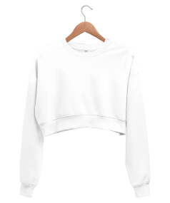 Kanatlı Kalp Desenli Kadın Crop Sweatshirt arka yüzeyde Kadın Crop Sweatshirt - Tisho