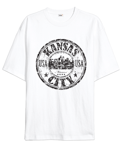 Tisho - KANSAS CITY USA Baskılı Oversize Unisex Tişört