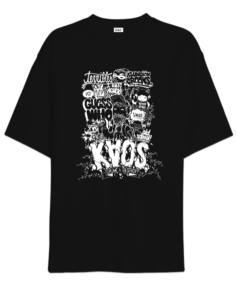 Tisho - Kaos Karmaşa Dünya Siyah Oversize Unisex Tişört