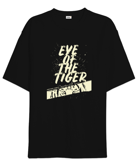 Tisho - Kaplanın Gözleri - Eye Of The Tiger Siyah Oversize Unisex Tişört