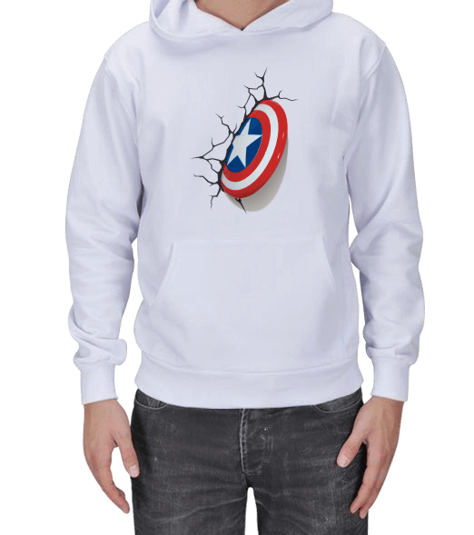 Tisho - Kaptan Amerika Sweatshirt Erkek Kapşonlu