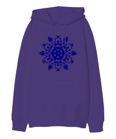 Tisho - Kar Tanesi Baskılı Oversize Unisex Kapüşonlu Sweatshirt